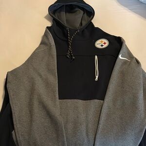 Nike Black and Gray Hoodie with Logo Steelers